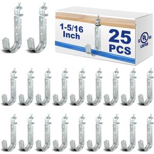 Tandefio 25 Pack Cable Support J Hook with Beam Clamp, Heavy Duty Metal Wire Cable Support J Hook Hangers for Wire Management(1-5/16 Inch)