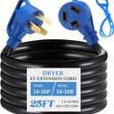 Kanayu 25 FT 3 Prong Dryer/EV Extension Cord 30 Amp NEMA 10-30P to 10-30R for 3 Prong Older Dryer and Level 2 EV Charging Power Flexible Cable STW 10 Gauge Cord with Grip Handle ETL Listed