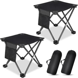 KABOER 2 Pack Folding Camping Stool Portable Outdoor Camping Chair for Fishing BBQ Hiking Gardening Beach Travel with Carry Bag