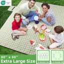 ZAZE Extra Large Picnic Outdoor Blanket, 80''x80'' Waterproof Foldable Blankets Gingham Picnic Mat for Beach, Camping Grass Lawn Park Accessories Cute Couple Gifts Ideas Wedding Registry(Green White)