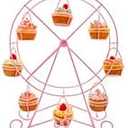 Zoie + Chloe Ferris Wheel Cupcake Stand - Decorative Cupcake Holder for Parties - Spinning Display for Serving Pastry, Treats & Desserts - Easy-to-Clean, Fits 8 Small Cupcakes - 14x4x17, Rose Pink
