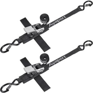 Ayaport Boat Tie Down Straps to Trailer (Stainless Steel Ratchet) 5 Feet, 2400lbs Break Strength Heavy Duty Ratchet Boat Straps, Boat Transom Straps Boat Trailer Accessories for Boating Safety, Black