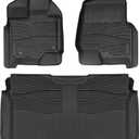 Floor Mats for 2015-2025 Ford F150 SuperCrew Cab Including 22-25 Lightning w/o Fold Flat Storage |Custom Fit| Front & Rear | Front Bucket | All-Weather Car Liners for Trucks