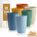Wheat Straw Cups 16 OZ, Plastic Drinking Glasses, Drinking Cup, Unbreakable Kitchen Cups Sets of 6, Microwave & Dishwasher Safe Water Glasses, Reusable Plastic Cup for Party (Multicolor)