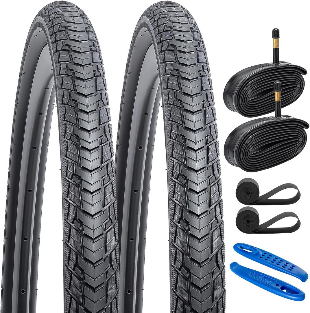 2-PCS 700C Bike Tires 700x45C/47-622 and 700C Heavy Duty Bike Tubes with 2 Rim Strips Compatible with 700x43C 700 x 45C 28x1.75 700x46C Bike Bicycle Tires and Tubes (Y-1130) 2-PCS 700C Bike Tires 700x45C/47-622 and 700C Heavy Duty Bike Tubes with 2 Rim Strips Compatible with 700x43C 700 x 45C 28x1.75 700x46C Bike Bicycle Tires and Tubes (Y-1130)