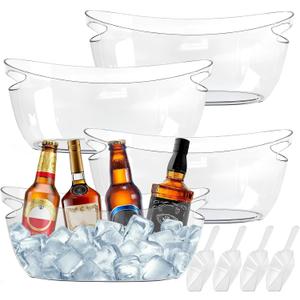 4-Pack Ice Buckets for Parties - Extra Large 5.5L Clear Beverage Tubs , Perfect for special beverages - Mimosa Bar Supplies