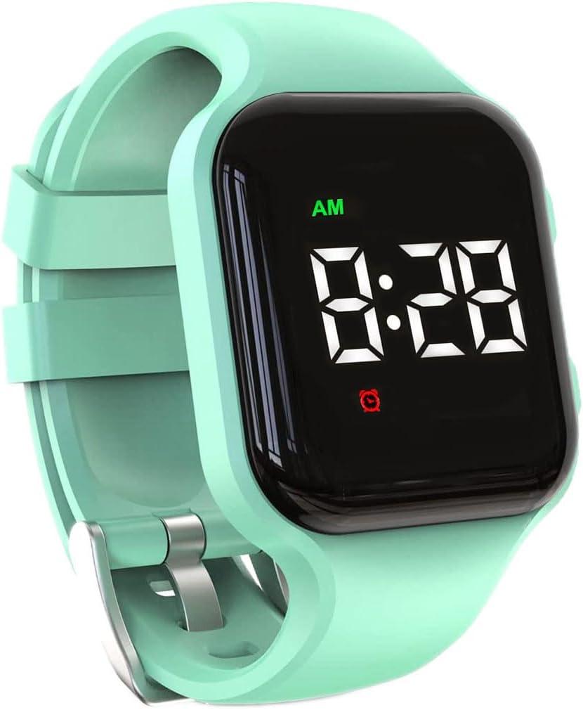 Vibrating Alarm Watch Rechargeable 15 Alarm Reminder Wristband Potty Training Watch with Lock Screen (Mint Green)