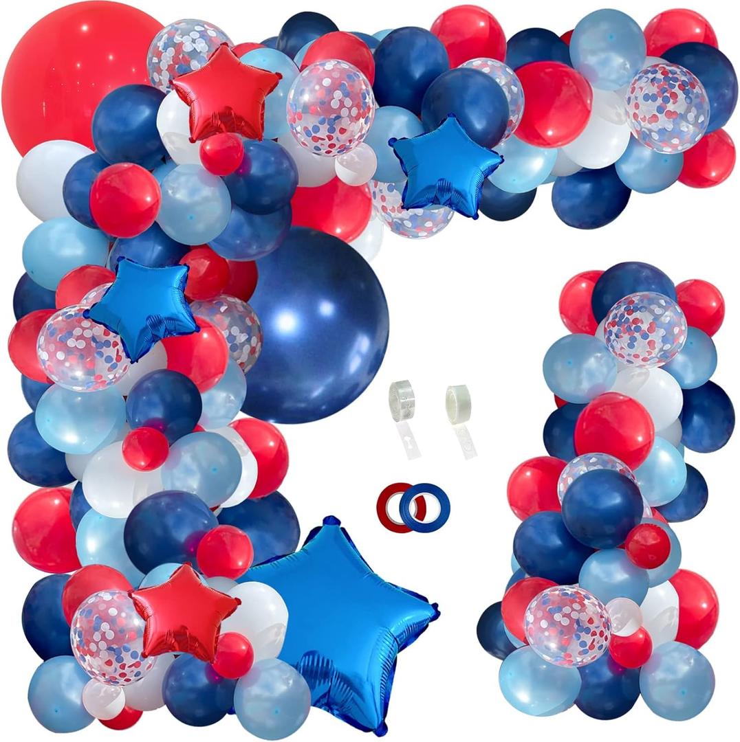 142pcs Red White and Blue Balloon Arch Garland Kit, Navy Blue for Blue 2024 Graduation Decorations July 4th Birthday Baseball Nautical Theme Party Flag Party Election Party