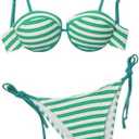 SOLY HUX Women's Striped Bathing Suit Push Up String Bikini Set Two Piece Swimsuit, S