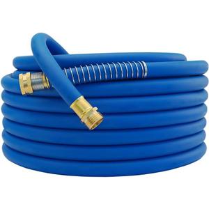 Guitrees 100FT 3/4 Heavy Duty Rubber Garden Hose - 200psi Working, 1000psi Burst - Hot/Cold Water - Five-Layered Braiding for Durability - Versatile for Gardening, Agriculture, Construction(Blue)
