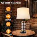 Outdoor Table Lamps Set of 2, Farmhouse Lamps for Patio Table Decor with Cord, Rustic Table Lights with Seeded Glass, 23.5" Plug-in Outdoor Lamps for Patio Waterproof (Antique Copper)
