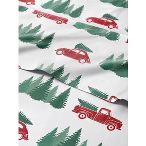 Split King Christmas Tree Sheet Set - Holiday Xmas Pattern Bedding Set - Deep Pockets - Snug Fit - 5 Piece - Wrinkle Free - Comfy & Cooling Festive Winter - Holiday Sheets for Women, Men, Kids & Teens