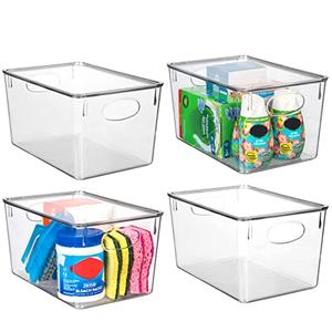 ClearSpace Plastic Storage Bins With lids, 4 Pack – Perfect Pantry Organization and Storage – Fridge Organizer, Pantry Storage Containers and Storage Bins, Cabinet Organizers