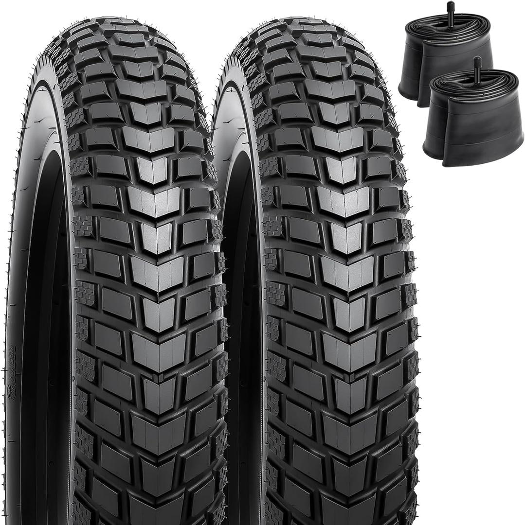 2-PCS 24" Heavy Duty E-Bike Tires 20x4.0/98-406 24x4.0/98-507 26x4.0/98-559 and Bike Tubes Compatible with 20/24/26 x 4.0 Fat E-Bike All-Terrain Directional Tread Bicycle Tires and Tubes