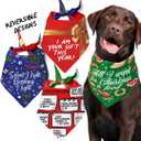 INSPECTOR TAIL Christmas Dog Bandanas 2 Pack Reversible with 4 Festive Patterns for Small Medium and Large Pets | Cute Holiday Pet Scarves on Red Green and Blue | Soft Cotton Christmas Accessories