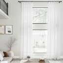 Nanspring White Linen Curtains 168 Inches Long Back Tab Extra Long Curtains for Living Room Farmhouse Light Filtering Semi Sheer Linen Drapes Ceiling to Floor for Large Window 2 Panels Set 52x168