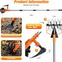 GINMIC Hand Tiller Garden Cultivator, Garden Tiller with Upgrated Triangle Hoe and Adjustable Long Handle, 2-in-1 Weeder & Soil Aerator for Lawn Care, Cultivate, Plant, Reseed, Gardening Hand Tools