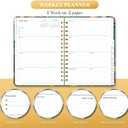 2 x 2026 Planner, A5 Weekly and Monthly Planners with Tabs, Spiral Bound Daily Calendar 2026 Planner, Agenda Organizers from Jan. to Dec., Hardcover Habit Tracker Journal 6.18" x 8.5"(Orange Flower)