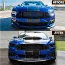 Front Upper Grille Compatible With 2015-2017 Ford Mustang Grille EcoBoost GT, Bumper Grille Accessories Mesh Style Black