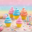 3PCS Ice Cream Squishy Toy,Slow Rise Soft TPR Stress Relief Squeeze Toy, Cute Ice Cream Cone Fidget for Adults, Classroom Prizes Party Favors