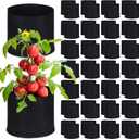 Zubebe 60 Pack Plant Grow Bags Bulk Garden Bags Aeration Grow Pots Heavy Duty Thickened Nonwoven Fabric Plant Pots Black Planting Container for Potato Tomato Vegetable Flower Fruits (5 Gallon)