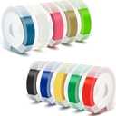 Replacement 3D Embossing Labels Tape Compatible with Dymo Embossing Label Maker DIY Manual Label Printer,1/4''x 9.8',10 Colours Plastic Organizer Embossing Label Makers 1610 Tape 10 Rolls (Wide 1/4'' (6mm))
