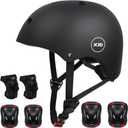 XJD Kids Bike Helmet,Multi-Sport Protective Gear Set for 3-5-8-14 Years Boys Girls with Knee and Elbow Pads Wrist Guards fit Roller Skates,Cycling,Skateboarding,Skating Scooter (Black, Small)