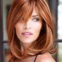 TISHINING Short Orange Mixed Auburn Highlight Bob Wigs for White Women with Bangs Straight Ombre Orange Wig with Dark Roots Shoulder Length Heat Resistant Synthetic Hair Wig for Cosplay Party