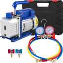 VEVOR 3CFM 1/4HP Single Stage Air Vacuum Pump HVAC R134a R12 R22 R410a A/C Refrigeration Kit AC Manifold Gauge R134 Included Carrying Tote
