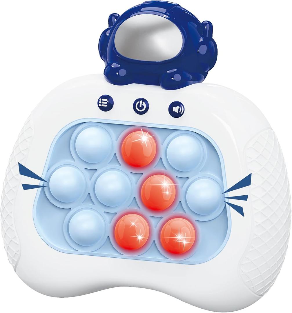 Pop Push Game Toy for Kids, Quick Fast Push Pop Puzzle Handheld Game Light up Fidget Toy 8-12, Bubble Sensory Toys Christmas Birthday Gifts for Kids Ages 3-12 (Blue Astronaut)