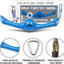 Ninja-Twister Swing Spins Set: Slackline Attachments - 360 Handle Twist-Spin Flips Toy Activate Ninja Powers Warrior Accessories Kids Hang Toys for Playground Backyard Blue