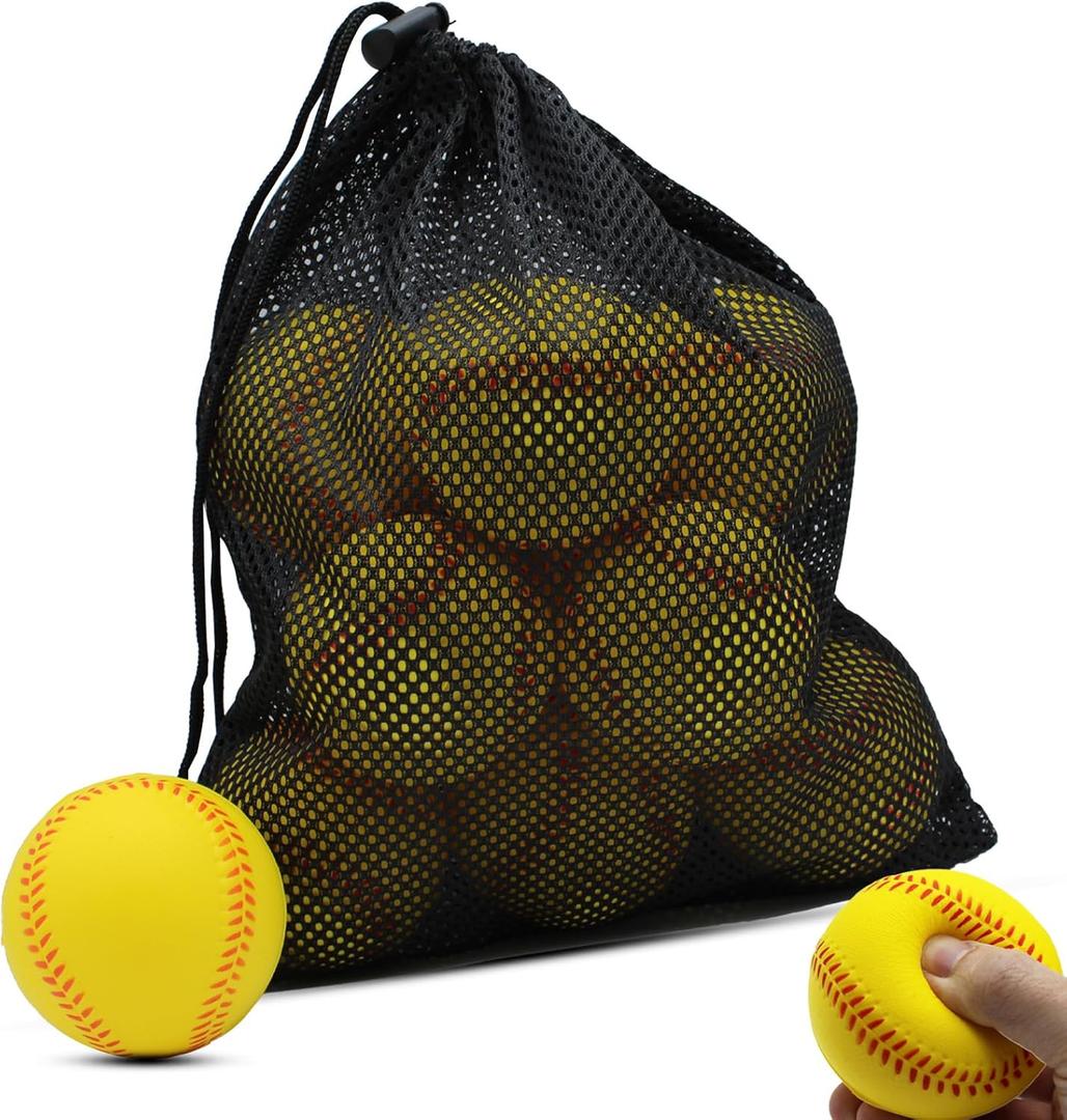Magicorange 12 Pack Foam Baseballs Practice Foam Softballs 11 inch Training Baseballs Unmarked Baseball Soft Toss, Batting, Fielding, Hitting, Pitching (Yellow)