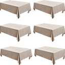 Fitable Faux Linen Tablecloths Rectangle 60 x 120 Inch - 6 Pack Neutral Table Clothes for 8 Foot Tables, Nature Faux Burlap Table Covers for Wedding, Party, Farmhouse, Banquet, Buffet