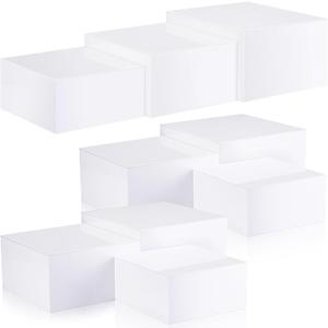 Suzile 9 Pcs Acrylic Buffet Risers Display Box Cube 5 Side Food Riser Table Stand for Display with Hollow Bottom for Party, 3 Sizes