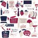 Watersay 30 Pieces Wine Party Photo Booth Props Kit Tasting Party Favors But First Wine Themed Party Decorations Easy to Assemble Selfie Props with Sticks for Wedding Bridal Party Decorations