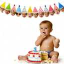 DIY 1st Birthday Baby Face Banner Craft Kit - Personalized Photo Garland for Girl or Boy - Includes 12 Triangles & Decorations (Need to Print Photos & Assemble)