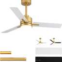 42'' Ceiling Fan with Lights and Remote, Low Profile Modern Ceiling Fan Gold, 6 Speed, Reversible, 3000k-6000k LED, Quiet DC Motor for Indoor Outdoor Bedroom Living Room