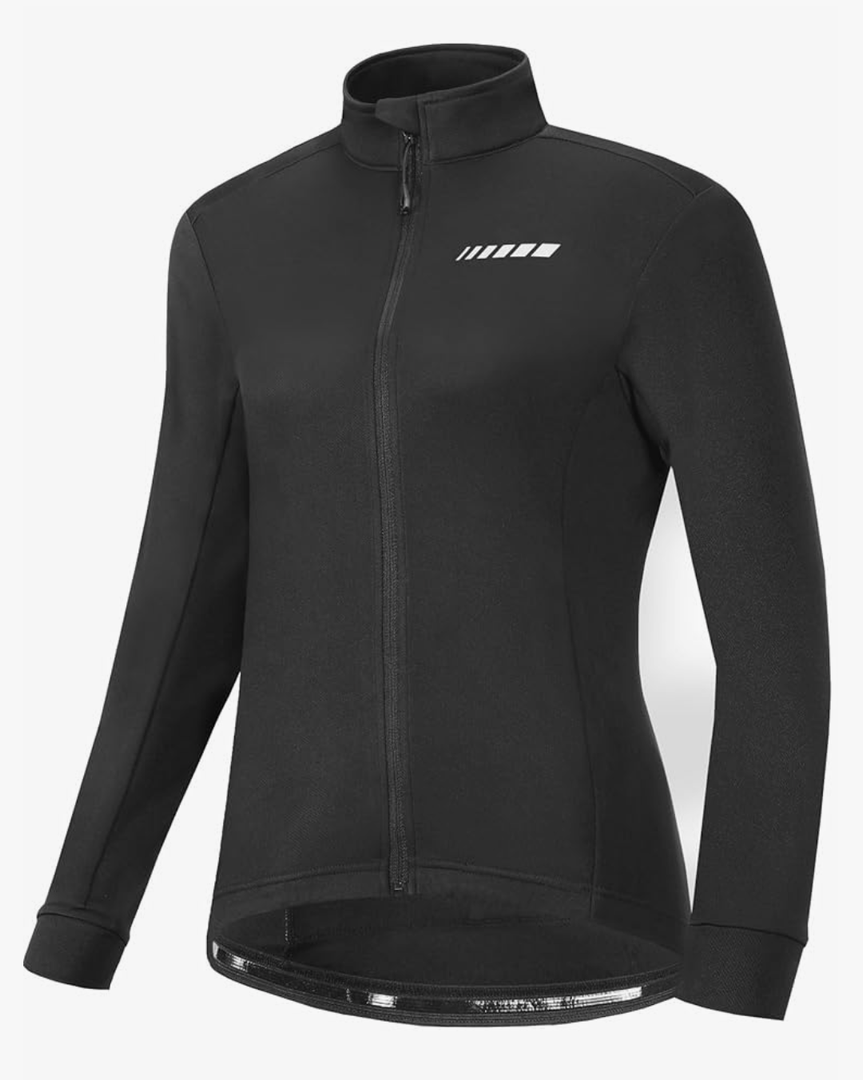 qualidyne Women's Thermal Cycling Jersey Long Sleeve Winter 3 Pockets Bike Fleece Jackets Windproof Biking Coat Cold Weather L