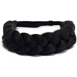 TOECWEGR Hair Braided Headband Classic Chunky Wide Thick Plaited Braids Elastic Stretch Syntheti Buckling Hairpiece Braid Headband