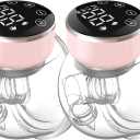 Wearable Breast Pump Hands Free of Longer Battery Life & LED Display, Portable Electric Breast Pump with 3 Modes & 9 Levels & Low Noise, 24 mm Flange, 2 Pcs Pink