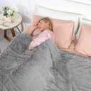 Tuddrom Decorative Extra Soft Faux Fur Throw Blanket 50"x60",Solid Lightweight Fuzzy Reversible Long Hair Shaggy Blanket,Fluffy Cozy Plush Mink Fleece Comfy Microfiber Blanket for Couch Sofa Bed, Grey