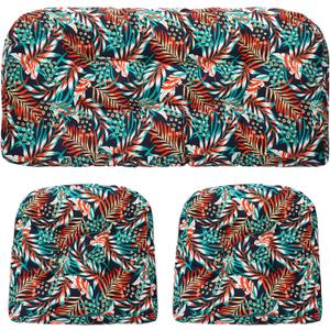 3 Pcs Wicker Chair Outdoor Cushion for Furniture, 1 Loveseat Seat and 2 U-Shape Cushion for Patio Furniture (Tropical Leaves)