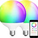 ILC G120 LED Large Globe Light Bulbs 15W, Compatible with Alexa Hub Required, 4.72 inch, Color Changing, CCT Color Temprature Turnable 2700K-6000K, CRI>95+, 150W Equivatlent, E26 Base (2 Pack)