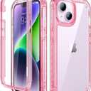 Lifedance Designed for iPhone 14 Plus Case, Full-Body Rugged Protective Case with Built-in Screen Protector, 10 FT Military Grade Drop Protection Heavy Duty Shockproof Case, Clear Pink