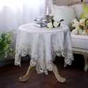 ARTABLE Lace Small Table Cloth Fall Christmas Macrame Tablecloth Table Topper for Thanksgiving Outdoor Farmhouse Rustic Kitchen Party Birthday Picnic (Stone, 51" x 51" (Square))