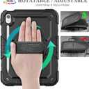SEYMAC stock Case for iPad (A16) 11th/10th Generation 11''/10.9'' 2025/2022, Full-Body Drop Protection Case with Screen Protector &360 Rotate Hand Strap/Stand, Black