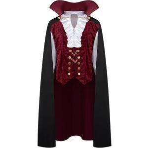 Spooktacular Creations Halloween Men Vampire Costume,Halloween Men's Vampire Cape, Dracula Costume Men (Large, Red)