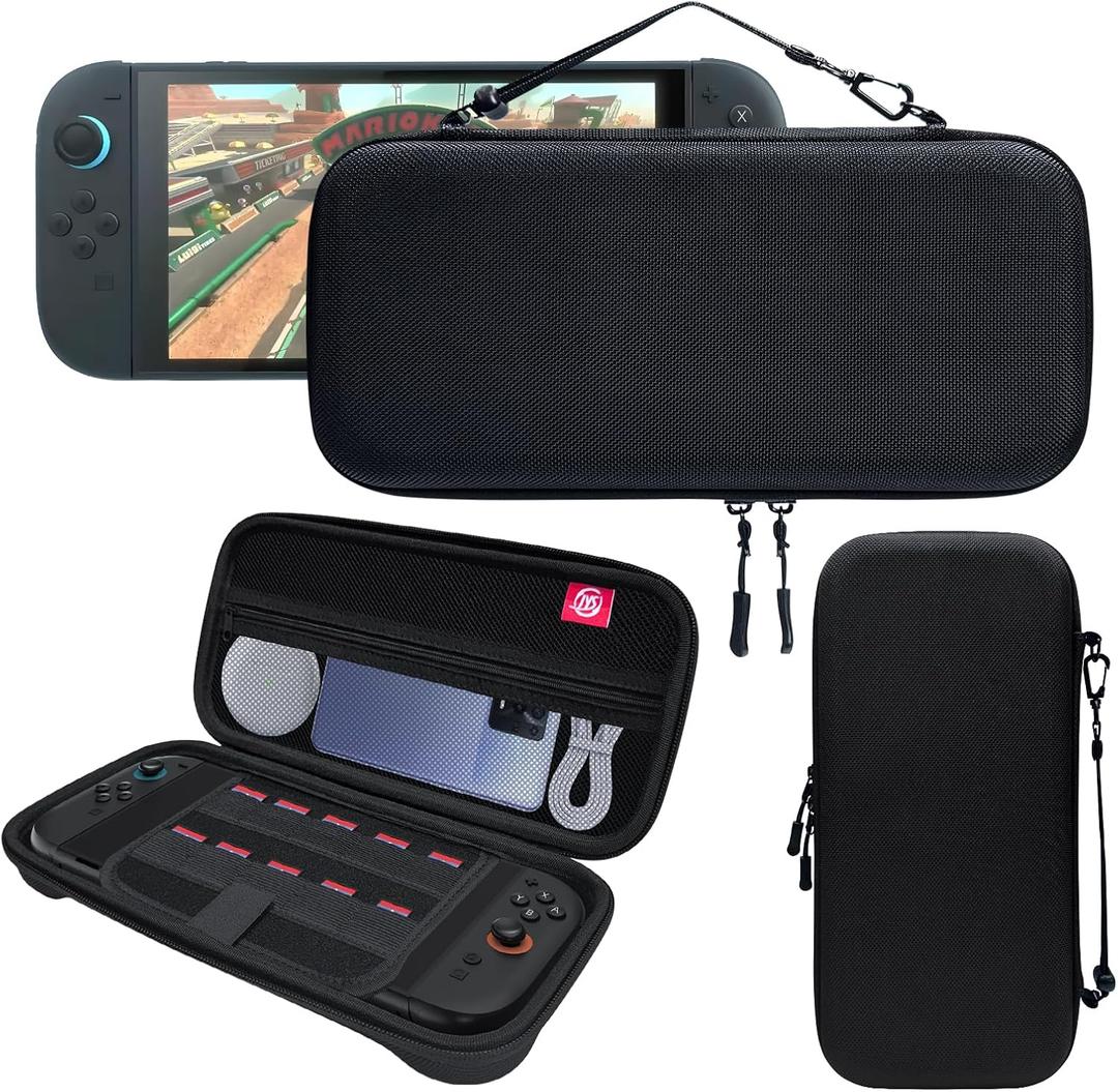 Uxilep Carrying Case Compatible with Nintendo Switch 2 (2025),Portable Hard Shell Carry Case with 10 Game Card Slots,Protective Travel Bag for Nintendo Switch 2 Console Accessories (Black)