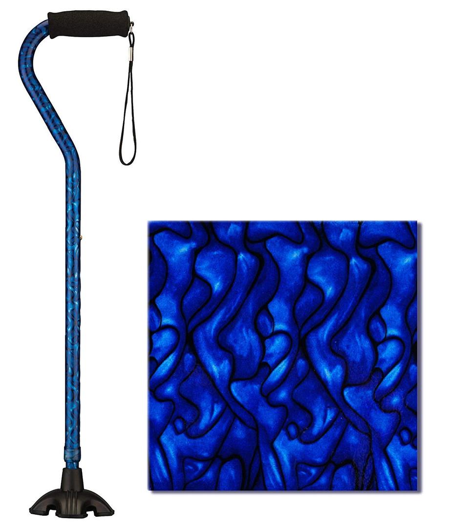 Nova Joy Designer Offset Quad Cane for Seniors - Unisex Adjustable Lightweight Walking Aid with Foam Handle, Wrist Strap and Anti-Rattle Lock - Essential Mobility Support - Blue Rain, 1 Count, 
Extended Length	39 inches