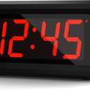 Alarm Clock, LED Digital Clock, Small Wall Clock, Battery Operated, Adjustable 3-Level Led Brightness, Dim Night Mode, 12/24Hr, Cordless, Constantly 1.2'' Digits Display for Bedroom/Travel,Easy to Set (Black Case-red Led)